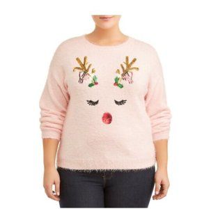 Pink Reindeer Sequins Sweater